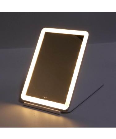 Brightness Adjustable Lighted Makeup Mirror Rechargeable HD Mirror with 3 Colors Light Modes for Makeup Lovers Foldable Portable Mini Makeup LED Mirror for Travel Home Use(White) - Buy Online on GoSupps.com