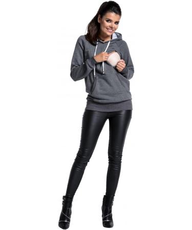Zeta Ville Women's Maternity Nursing Hooded Sweatshirt Activewear with Zippers - Graphite Melange - Style 324c - Buy Online on GoSupps.com