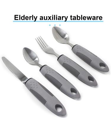 Adaptive Utensils (5-Pieces) Adaptive Utensils for Elderly Arthritis Parkinsons and Handicapped Stainless Steel and Dishwasher Safe - Grey - Buy Online on GoSupps.com