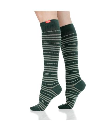VIM&VIGR Merino Wool 15-20 mmHg Compression Socks (Evergreen Global Stripe M/L (2)) Evergreen Global Stripe 2