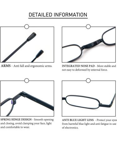 Buy Kokobin 2-Pack Mini Reading Glasses - Ultra-Light Spring Hinge Metal Reading Aid for Men & Women - 1 Diopter with Glasses Holster - Buy Online on GoSupps.com