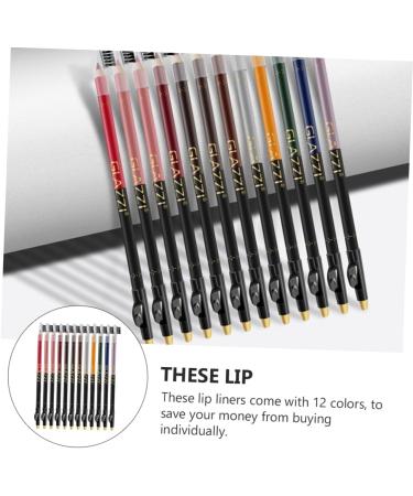 VINTORKY 12pcs Lip Liner Eyeliner Natural Pen Makeup Lip Liner Makeup Supplies Eyebrow Pencil Black Wood - Buy Online on GoSupps.com