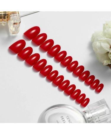 Yizaca Glossy Oval Red Short Press on Nails - 24Pcs Set D for Women and Girls - Buy Online on GoSupps.com