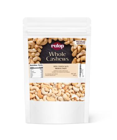 Rulop Raw Cashews 500g Nuts with Natural Fibre and Protein. A Fresh Healthy Snack with Resealable Bag 500.0 grams