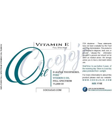 100% Pure Vitamin E Oil - Full Spectrum D Alpha Tocopherol 75,000 IU - 16 oz for Skin, Hair, Nails - Hydrating & Rejuvenating - Buy Online on GoSupps.com
