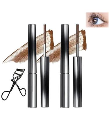 Iron Wand Mascara 3d Curling Iron Mascara Metal Rod Mascara Waterproof Long Lasting No Flaking No Clumping (Brown*2)
