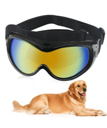 HelloPet Dog Goggles Dog Sunglasses Glasses for Dogs Dog Ski Goggles with UV Protection Pet Sunglasses with Adjustable Strap for Travel, Skiing and Anti-Fog (Black)