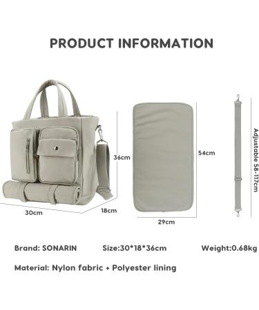 SONARIN Multifunctional Large Capacity Baby Nappy Changing Tote Bag Waterproof Lightweight Baby Changing Bag Satchel Messenger Bag Portable Travel Diaper Bag with Changing Mat Khaki - Buy Online on GoSupps.com