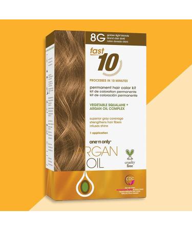 One n Only Argan Oil Fast 10 Permanent Hair Color Kit 8G - Golden Light Blonde Fast Gray Coverage Moisture Balance Natural Tones - Shop Internationally - Buy Online on GoSupps.com