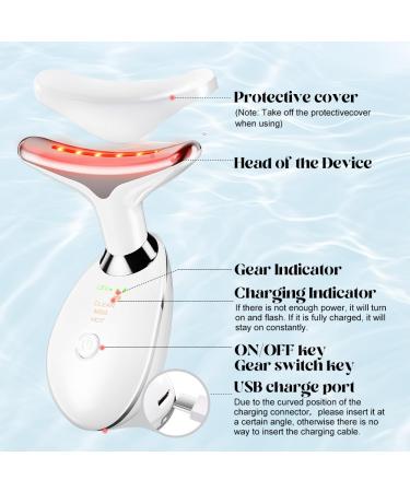 Neck Face Massager | Face Sculpting Tool with 3 Color Modes & Vibration for Double Chin Reduction - White - Buy Online on GoSupps.com