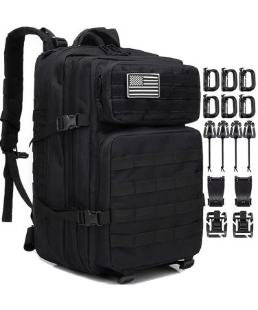 45L Military Tactical Backpack Createy Large Army 3 Day Assault Pack Molle Bag Black