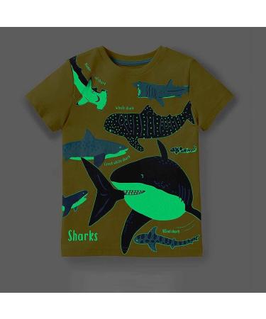 Boys' Novelty Luminous Dinosaur T-Shirt | Short Sleeve Crew Neck Tee | Cartoon Print | 1-7Y | 2-3T | Yellow - Buy Online on GoSupps.com