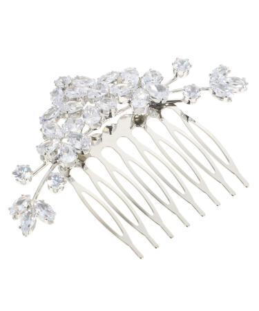 Housoutil Bangs Comb Bangs Hair Clip Pearl Wedding Hairpieces Leaf Wedding Hairpin Hair Combs for Wedding Hair Barrettes for Women Flower Side Comb Bride Accessories Rhinestone Rhinestones