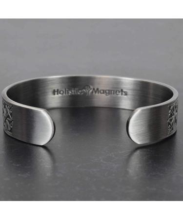 Wide Copper Magnetic Bracelet for Men Copper Wristband Pewter Plated Holistic Magnetic Band with 6 Strong Magnets Adjustable- Viking Eagle -VEP (M: Wrist 16.5-19.5cm/6.5-7.7") - Buy Online on GoSupps.com