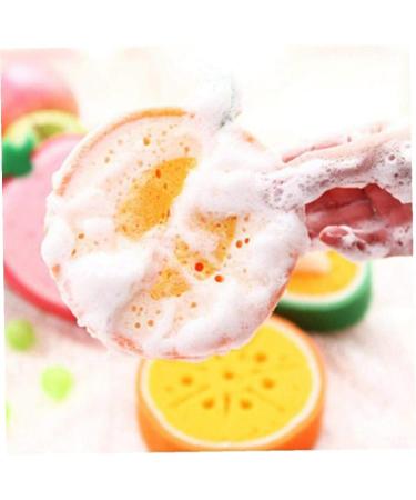 AMOYER 3 Pcs Cartoon Bath Sponge Set | Fruit Shape Cleaning Sponges for Kids & Adults | Fun Bathroom Accessories - Buy Online on GoSupps.com