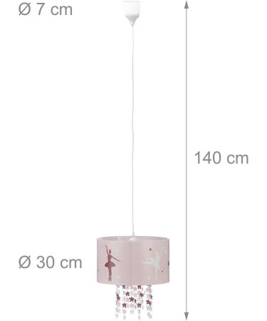 Relaxdays Ballerina Hanging Lamp for Girls - Pink Children's Pendant Light with Star Mobile 30x30x140 cm - Buy Online on GoSupps.com