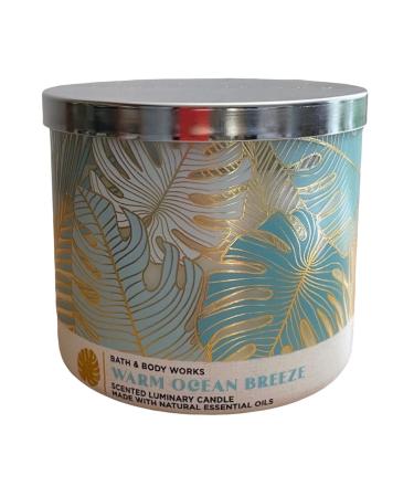 Bath & Body Works White Barn 3-Wick Candle w/Essential Oils - 14.5 oz - 2022 Early Summer Scents! (Warm Ocean Breeze)