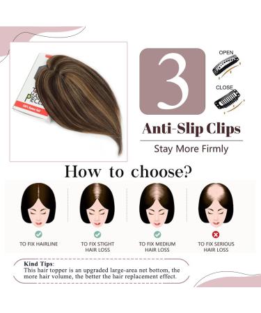 Meralona 12 Inch Real Human Hair Topper for Women with Thinning Hair - Dark Brown - Buy Online on GoSupps.com