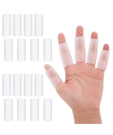 Sibba Finger Sleeves Protectors 16 Pcs Silicone Finger Rings Cushions Finger Cots Gel Rubber Finger Shields Open Gloves Splints Bandage Supplies Guard Cover for Cracked Corns Blisters Calluses