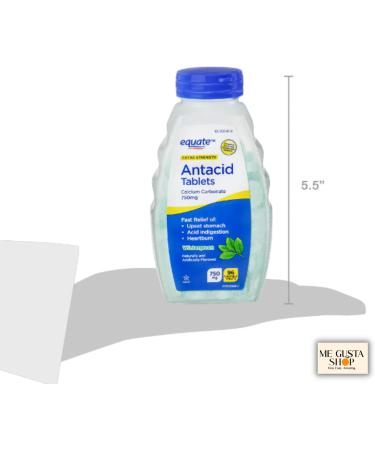 Equate Extra Strength Antacid Chewable Wintergreen Tablets 750 mg 96 Ct Pack of 03 Total 288ct + me Gusta Sticker - Buy Online on GoSupps.com