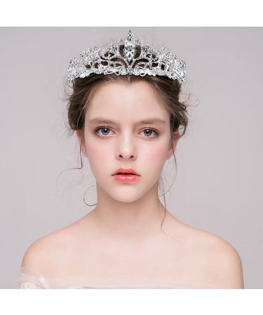 Crystal Rhinestone Wedding Tiara Crown - Elegant Silver Bridal Headpiece for Women and Girls - Buy Online on GoSupps.com