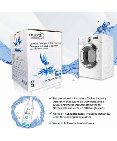 Excelsior Eco-Friendly Laundry Detergent - Concentrated Unscented Liquid | Biodegradable Solvent & Phosphate Free | 3L for Standard & High-Efficiency Washers - Buy Online on GoSupps.com