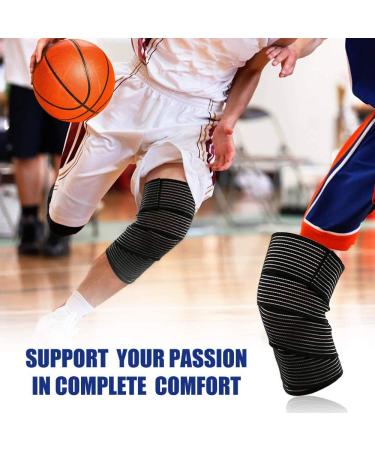 2 Pack Elastic Knee Brace Compression Bandage Straps - Pain Relief Support Sleeve for Men & Women - Ideal for Running Basketball Tennis Soccer - 120cm/47 Inch - Black - Buy Online on GoSupps.com