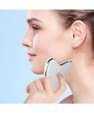 Gua Sha Facial Tools-Stainless Steel Gua Sha Board Reusable Skin Care Tools for Face Body Eyes Neck Skin Tightening for Men and Women(Silver) - Buy Online on GoSupps.com