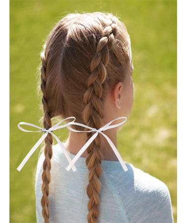 XFYUZR Women Bow Hair Clip Set - 10Pcs White Pink Ribbon Ponytail Holder for Girls - Buy Online on GoSupps.com