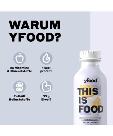 YFOOD Drink Creamy Cookie | Delicious On-the-Go Meal | 33g Protein 26 Vitamins & Minerals | 12x500ml Pack with 3.00 Deposit - Buy Online on GoSupps.com