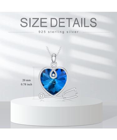 LONAGO Stethoscope Pendant Necklace - 925 Sterling Silver Heart Crystal Jewelry for Nurses & Doctors | Perfect Birthday & Graduation Gifts - Buy Online on GoSupps.com