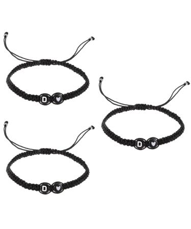 PRETYZOOM 3pcs Black and White Heart Bracelet Bracelets for Teen Girls Unisex Friendship Bracelets Couples Rope Braided Bracelets Cord Is Jade Thread Men and Women Wrist Chain Letter