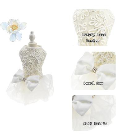 Hollow Dog Wedding Dress Tutu Rock Luxury Pearl Loop Christmas Costume for Small Dogs - Elegant Pet Clothing in White - Buy Online on GoSupps.com