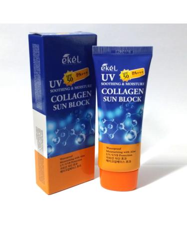 Ekel UV Soothing & Moisture Collagen Sun Block SPF 50 PA +++ 70ml / Waterproof Primer/Korean Cosmetics (12EA)