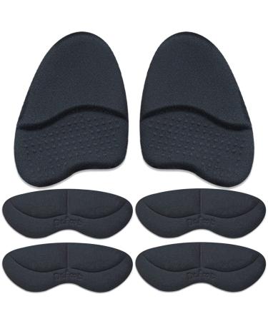 Dr.Foot Heel Cushion Inserts and Metatarsal Pads  Heel Grips Liner Cushions Prevent Heel Pain Blisters  Ball of Foot Cushion Pads for All Day Pain Relief (Black)