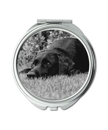 Mirror Travel Mirror Labrador Black And White Dog Relaxation Dreams Pocket Mirror portable mirror