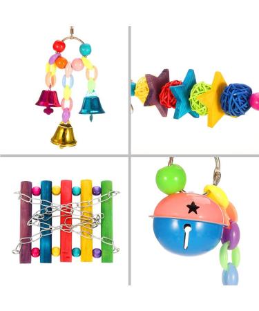 upain Bird Toys 8 Pack Parrot Toy Set Bells Hanging Swing Shredding Chewing Toy for Cage Bird Ringneck Parrot Parakeets Cockatiels Macaws Finches Mynah Budgies Small Birds - Buy Online on GoSupps.com