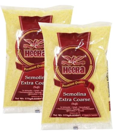 Seelans |Heera Semolina Extra Coarse (375g) (Pack of 2) | Also known as Suji | Used to make Pasta Pizza Bread and Biscuit Doughs