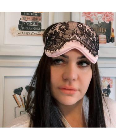 Elegant Sleep mask Silk Satin Sleep mask Sleep mask for Women Pink Sleep mask Sleep mask with Adjustable Strap lace Blindfold Mothers Day Gift.