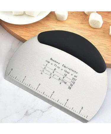 Dough Scraper | AtHomeBaking Premium Stainless Steel Dough Cutter and Pizza Cutter with Measurement Guide | Multipurpose Bench Scraper for Cutting Bread with Non-Slip Handle - Buy Online on GoSupps.com