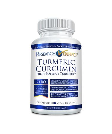 Research Verified Turmeric Curcumin - Lift Mood Boost Antioxidant Levels Protect Immune System - BioPerine - 60 Capsules - Made in The USA