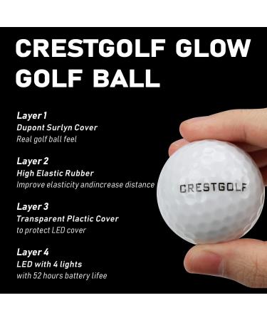 Crestgolf Glow in The Dark Golf Balls - 6PC Set with 4 Light Sources - Light Up LED Golf Balls for Night - Perfect Golf Gift for Men, Women, Kids - Buy Online on GoSupps.com