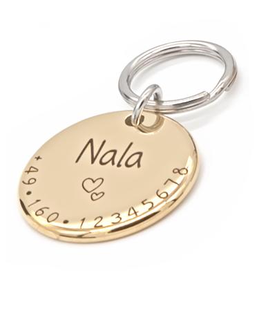 Paws & Peewee's dog brand with engraving-personalized badge with name symbol telephone number-collar trailer for dogs puppies and cats 18mm gold gloss