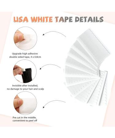 120 Double Sided Hair Extension Tape Tabs - USA White Adhesive Tapes for 12 Inch Tape-in Extensions - 4 x 0.8 cm 120PCS - Buy Online on GoSupps.com