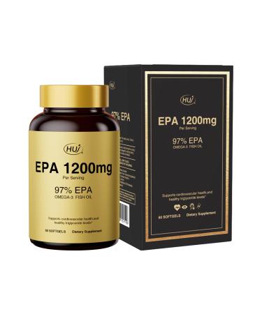 HUJ 97% EPA Omega-3 Fish Oil - 1200mg EPA Fish Oil Wild-Caught Sustainably Sourced - Suppprts Cardiovascular Health & Healthy Triglyceride lewels* - 60 Softgels