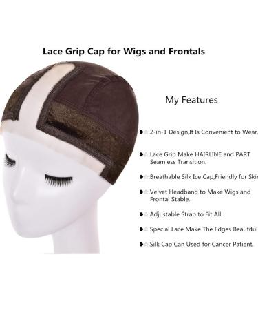 Adjustable Pointed Wig Handle Cap with Silk Wig Cap - Seamless Dark Brown Hairline for All Wig Types - Buy Online on GoSupps.com