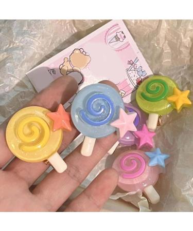Sweet Y2k Dopamine Hairpins Simple Hair Barrettes Lollipop Star Hair Side Clip Fashion Accessories Gift for Women Girls Pink - Buy Online on GoSupps.com