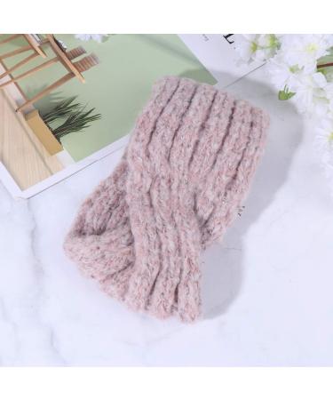Lurrose Knitting Hair Band Woolen Crossed Headband Wide Rim Headwrap Twist Winter Headwear for Women Girls Pink - Buy Online on GoSupps.com