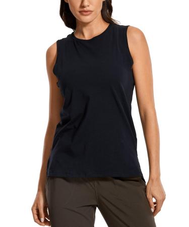 CRZ YOGA Women's Pima Cotton Workout Tank Tops Loose Fit Yoga Sleeveless Shirts Muscle Tank Medium Black