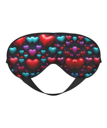 Romantic Reds Heart Print Unisex Sleep Mask Double-Sided Eye Mask Ideal for Sound Sleep and Skin Care Black